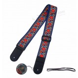 Adjustable acoustic guitar electric guitar nylon strap and leather head OEM order for Amazon