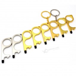 Drücken Sie den Aufzug Schlüsselanhänger Hersteller Großhandel benutzerdefinierte Messing EDC 3D Metall Türöffner Schlüsselanhänger