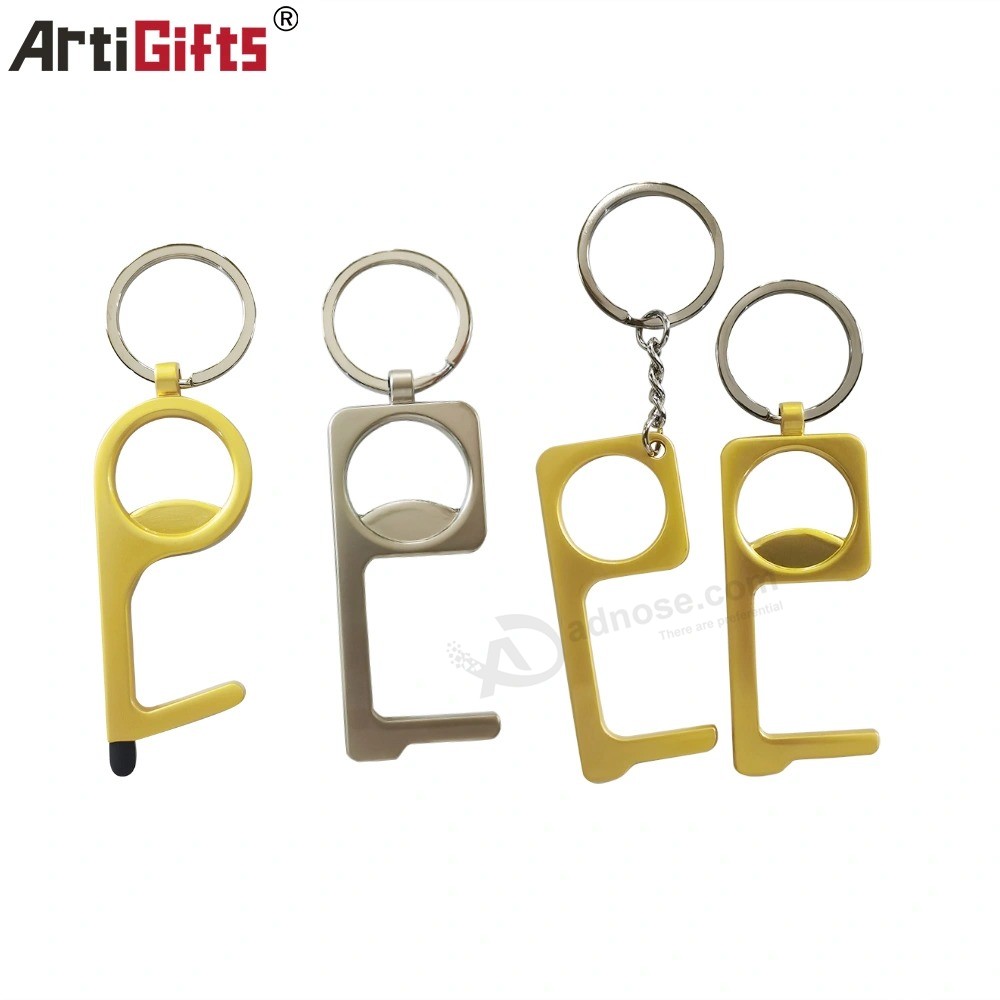 Porta-chaves sem toque em latão personalizado cobre metal abridor de porta