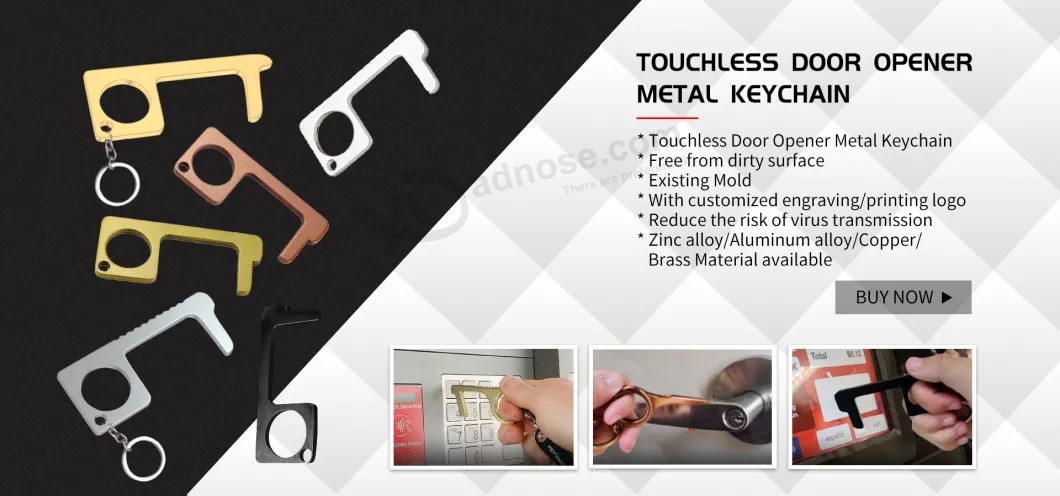 Aangepaste messing koperen metalen Touchless sleutelhanger deuropener