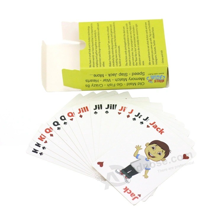OEM druckt Pokerkarten Decks für Kinder Entertainment passt Spielkarten an