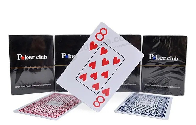 Aangepaste pokerclub 100% nieuwe PVC / plastic pokerkaarten