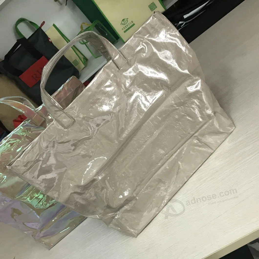 Waterproof PVC dupont Paper clear PVC reusable Double shopping Bag