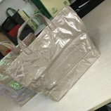 防水PVCデュポン紙クリアPVC再利用可能なダブルショッピングバッグ