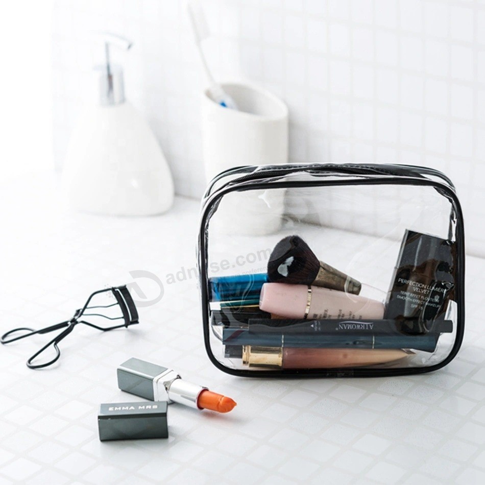 PVC / EVA Kosmetiktasche, Großhandel Mode transparent Kunststoff wasserdicht Werbe Make-up Toilettenpapier Verpackung Tasche Tasche Strandreise Shopping Reißverschluss Griff Tasche