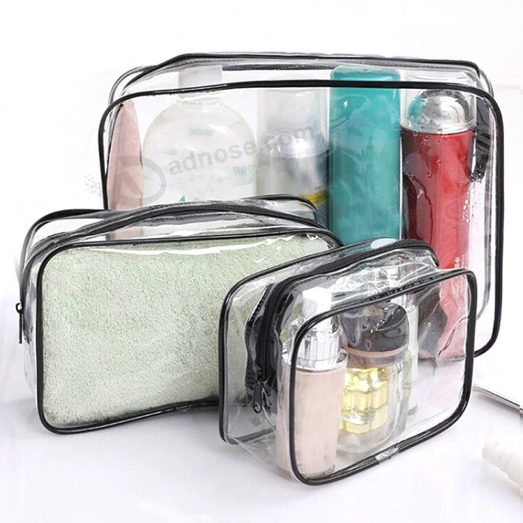 PVC / EVA化粧品バッグ、卸売ファッション透明プラスチック防水プロモーションメイクトイレットパッケージポーチトートビーチ旅行ショッピングジッパーハンドルバッグ