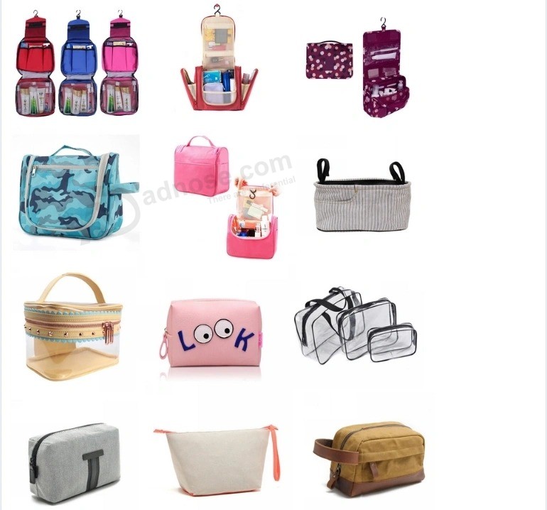 PVC / EVA化妆包，批发时尚透明塑料防水促销化妆化妆品包装袋手提袋海滩旅行购物拉链提手袋