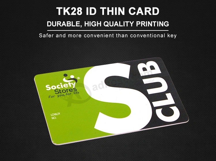 Tk28 ID cartão fino funcionário PVC ID chip cartão para controle de acesso
