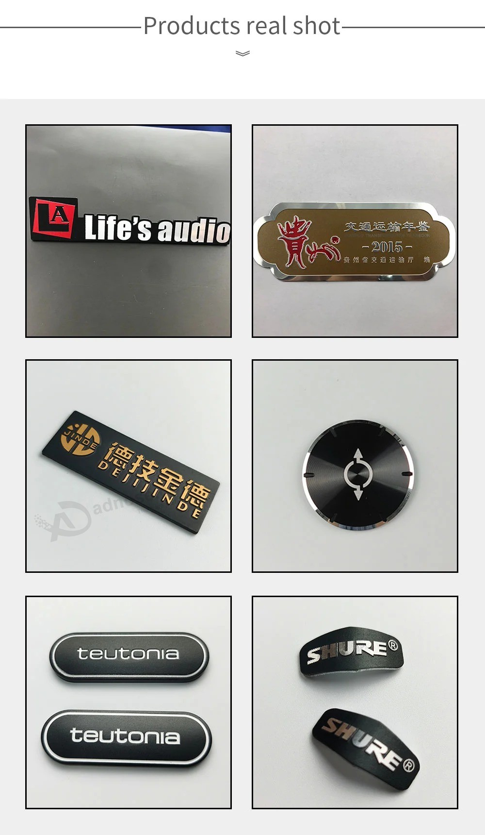 Etiqueta de placa de identificación de metal de fundición a presión de aleación de zinc con logotipo personalizado