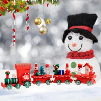 madeira trem de natal brinquedo mini presente de decoração de mesa