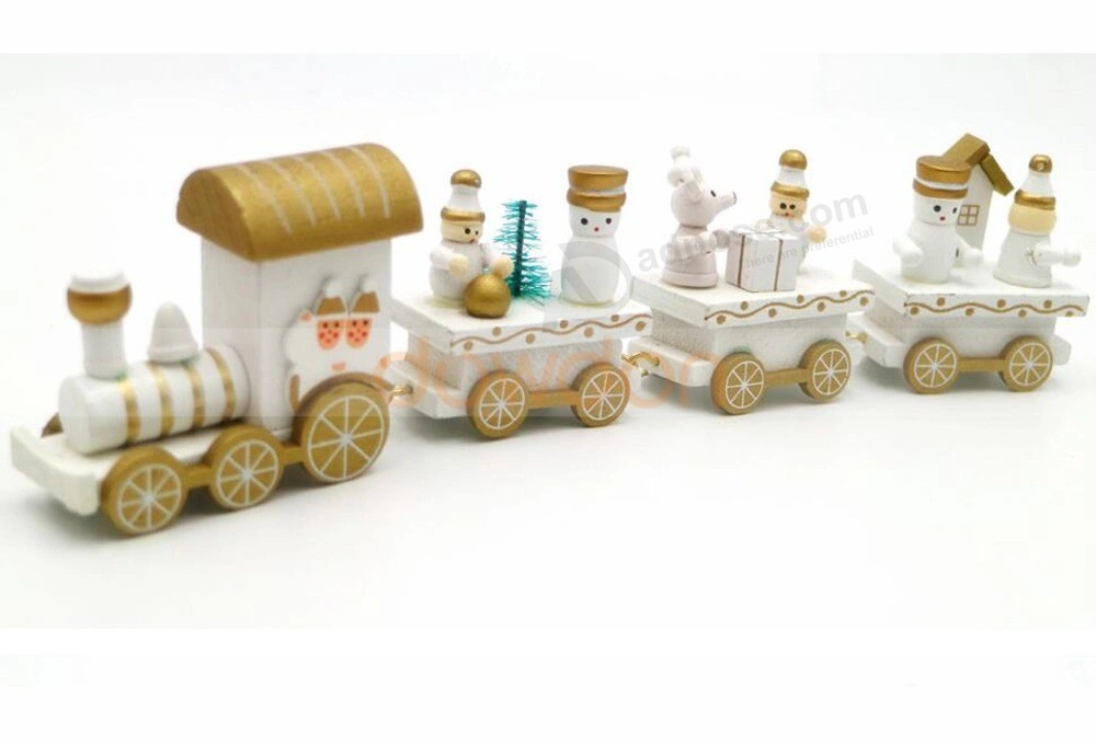 Wood Christmas Train Toy Xmas Gift Mini Tabletop Decoration Gift