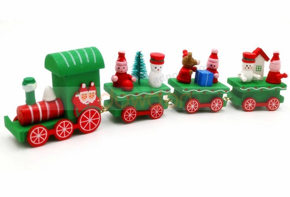 木制圣诞节火车玩具圣诞节礼物迷你桌面装饰礼物