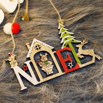decorações de natal criativas pingentes de natal família restaurante natal campainha de madeira porta pendurada presentes de natal
