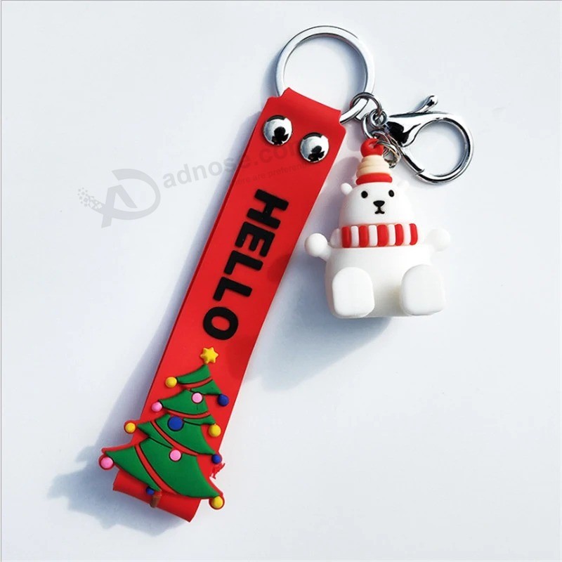 Nuevo diseño personalizado Navidad lindo PVC suave silicona llavero llaveros promoción regalos
