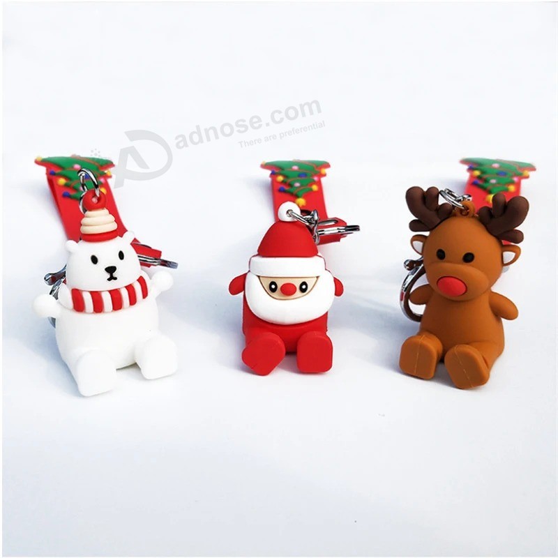 Новый дизайн Индивидуальные рождественские милые мягкие силиконовые брелки из ПВХ, брелки, подарки для продвижения