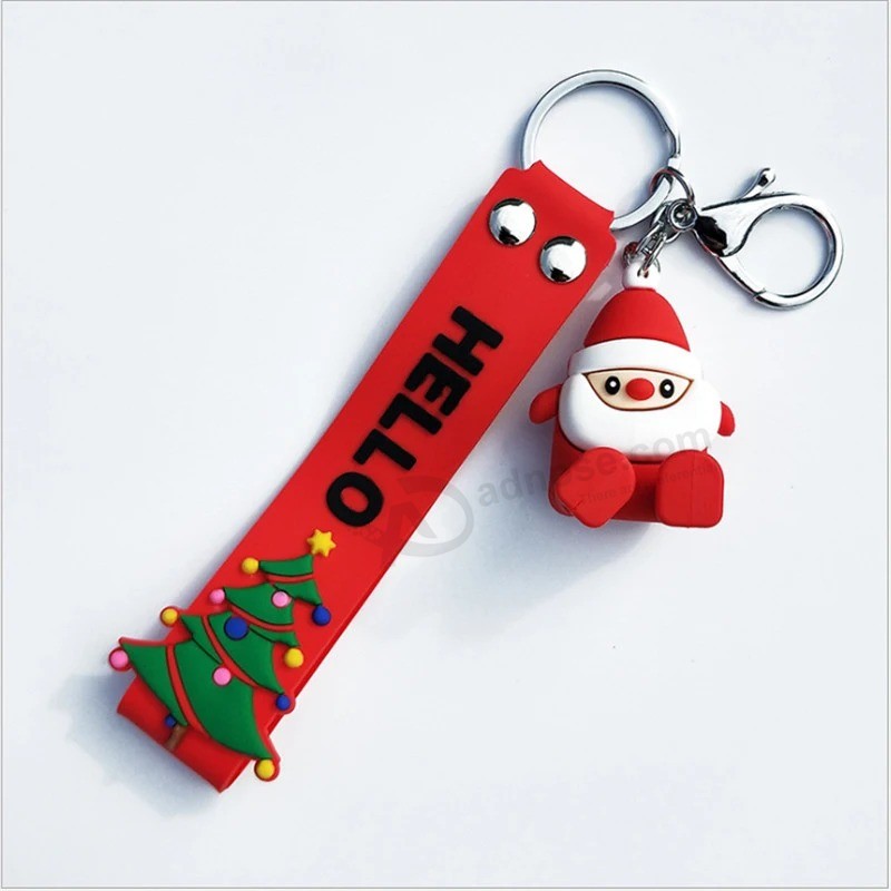 New Design Customized Christmas Cute Soft PVC Silicone Key Ring Key Chains Promotion Gifts