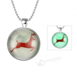 Christmas Jewelry Lucky Deer Luminous Necklace Promotion Gift