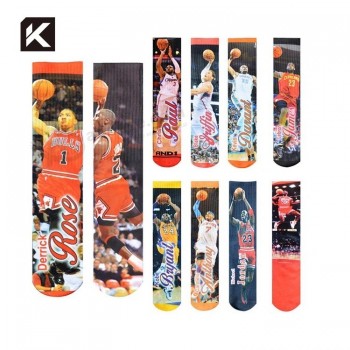 Sublimation Printed Sports Basketball Start Cool Men Socks