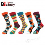 Wholesale OEM Custom Design Fashion Mens Colorful Funny Happy Dress Cotton Polyester Socks Low Price