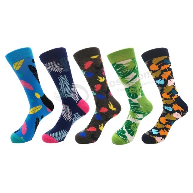 Wholesale OEM custom Design fashion Mens colorful Funny happy Dress cotton Polyester socks Low Price