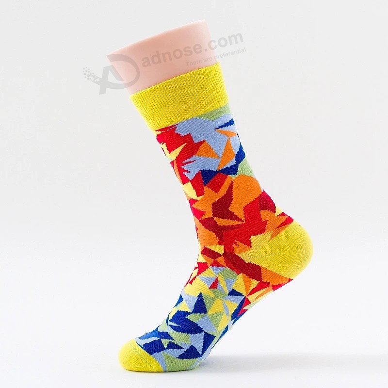 Volwassenen aangepaste sok gelukkig ontwerp hoog elastische ademende sport sok katoenen mode dames heren sokken