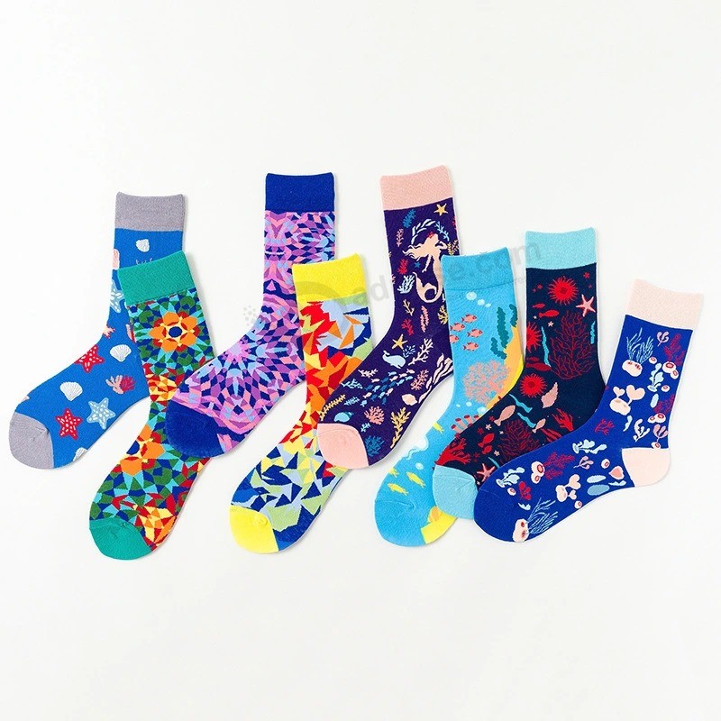 Adults custom Sock happy Design high Elastic breathable Sport sock Cotton fashion Women Men Socks