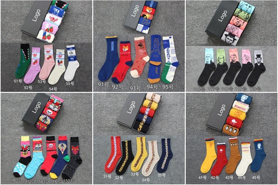 Fábrica de venda direta de meias masculinas Happy coloridas de algodão penteado com logotipo