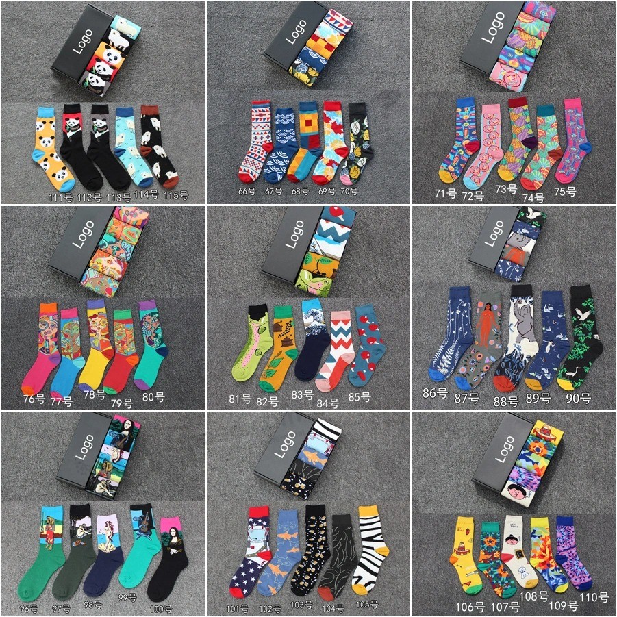 Fabrik direkt Verkauf von benutzerdefinierten Happy bunte Herren-Socken aus gekämmter Baumwolle mit Logo