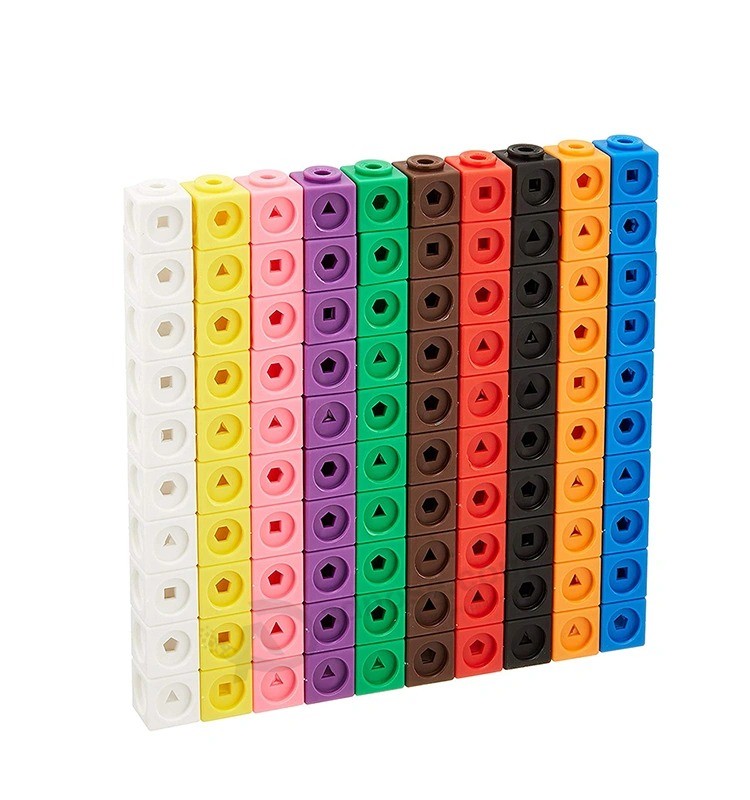 Triagem de plástico Brinquedo de blocos de cubos pequenos Contagem de conjuntos Brinquedos de blocos quadrados de construção Brinquedo de aprendizagem educacional