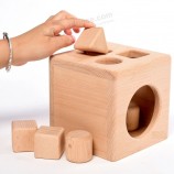 Classificando formas educacionais de crianças de madeira para crianças, brinquedos em cubo de blocos não tóxicos (GY-w0078)