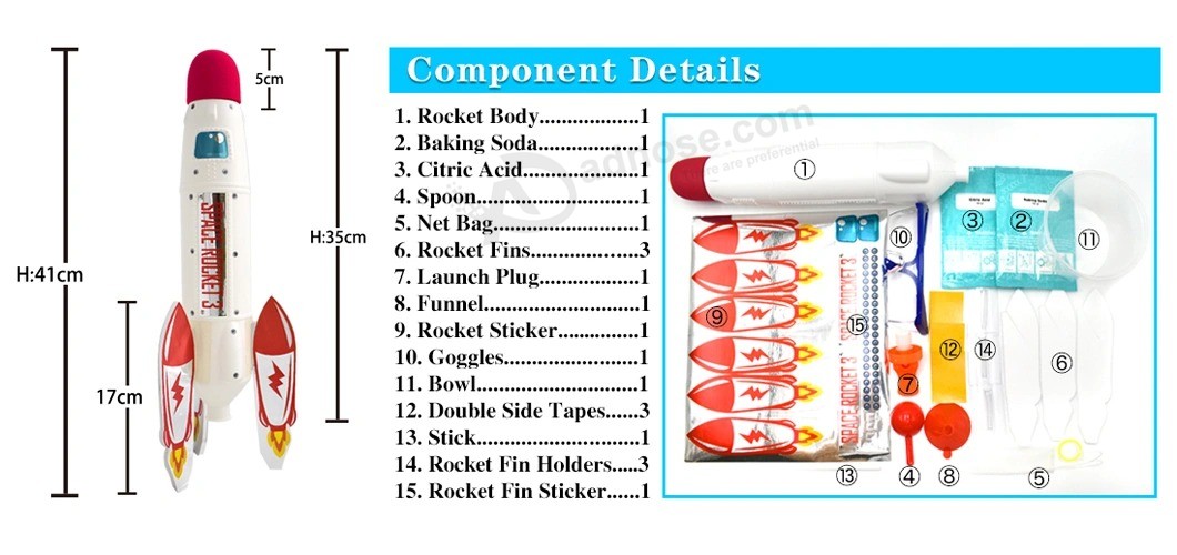 中国制造户外火箭蒸汽教育儿童科学套装玩具