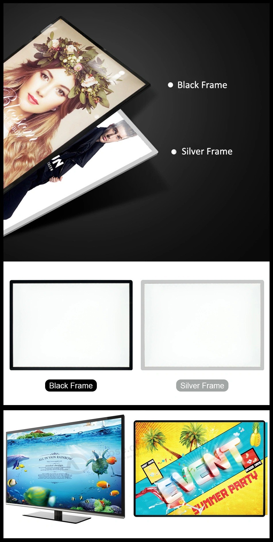 광고 LED 라이트 박스 보드 게시판 패널 알루미늄 포스터 프레임 마케팅 제품 라이트 박스