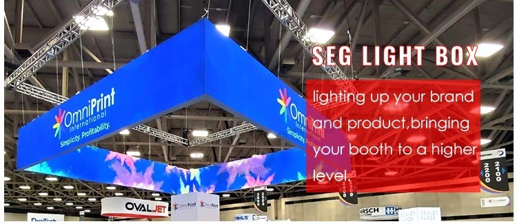 Feria de aluminio Tejido de tensión independiente con retroiluminación LED Caja de luz de exposición