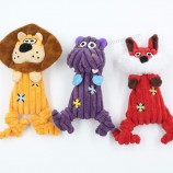 고품질 다채로운 봉제 개 장난감 귀여운 코듀로이 하마 봉제 애완 동물 장난감 재미 있은 대화 형 개 씹 장난감