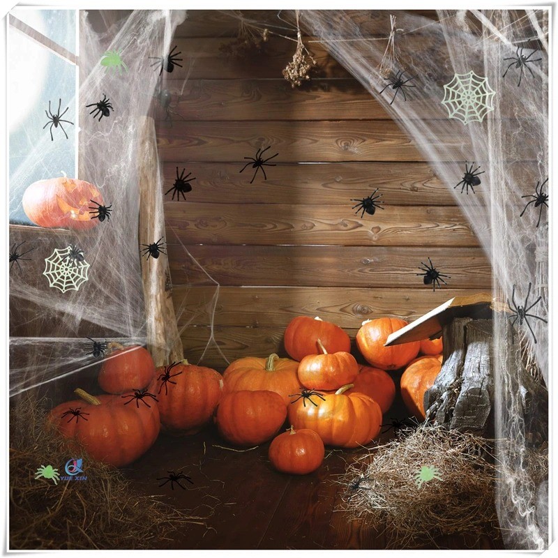 Teia de aranha extensível para decoração interna / externa de halloween