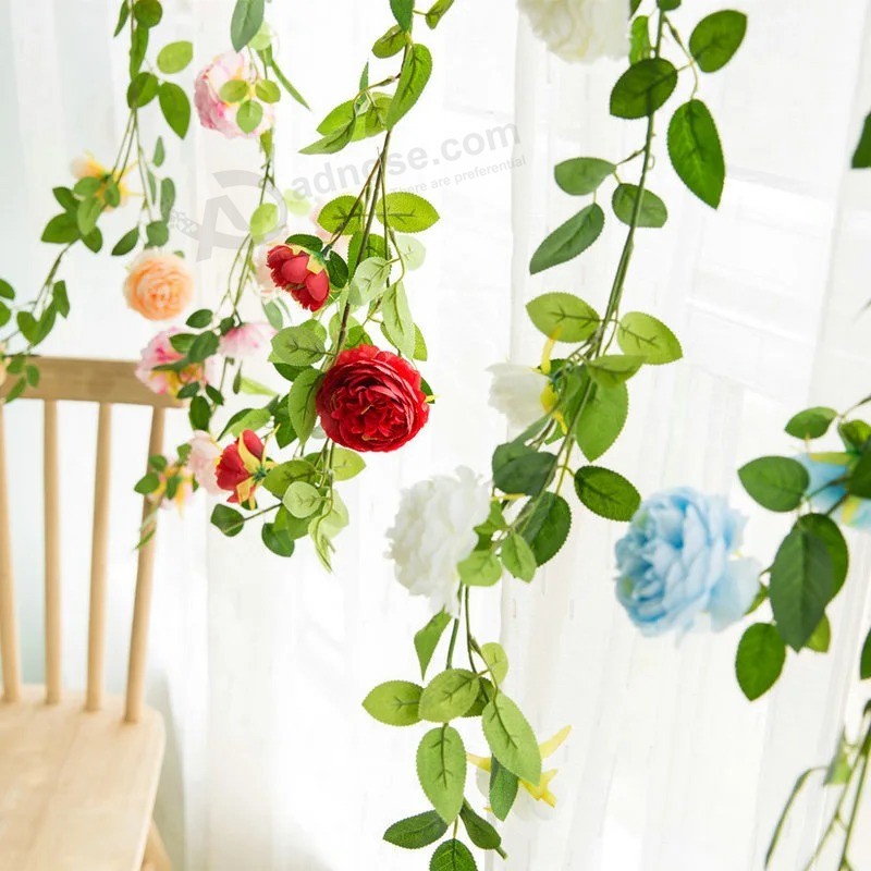 Girlande hängen Kunststoff IVY Blüte Hochzeitsdekoration Reben Rose Künstliche Blume Glyzinien