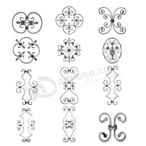 Decorative ornamental Forged wrought Iron leaves and Flowers