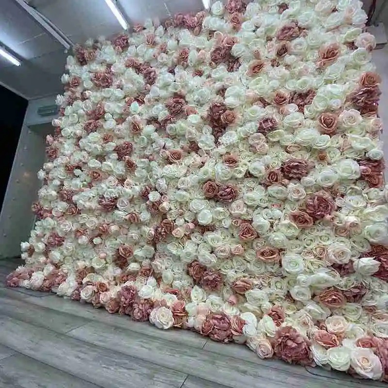 Customized Wholesale Artificial Flower Wall Wedding Silk Flower Backdrop Real Touch Latex Silk Rose Decorative Flowers for Wedding Decoration