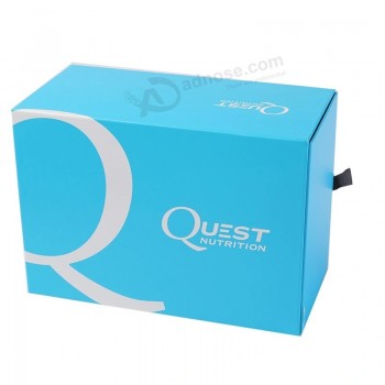Caixa de papelão de presente de coelho bonito azul dobrável caixa rígida para embalagem