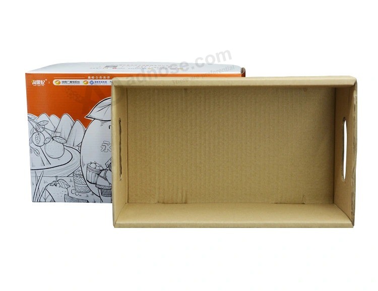 批发价格供应商印刷彩色瓦楞纸纸板包装纸箱交付橙色鲜果移动箱