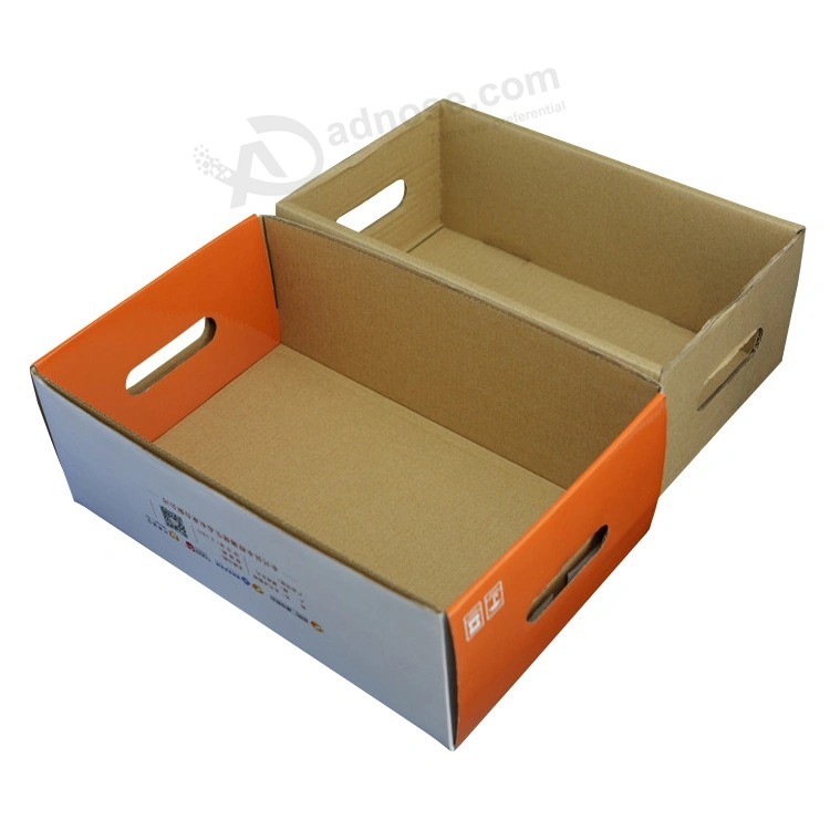 Preço no atacado Impressão do fornecedor Embalagem de papelão ondulado colorido Entrega de papelão Caixa móvel para frutas frescas de laranja