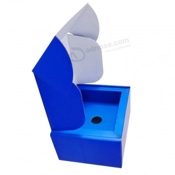 供应商批发定制蓝色可折叠彩色印刷电子产品包装插页瓦楞纸包装运输纸箱