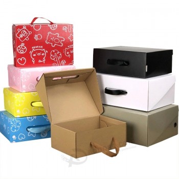 厂家定制印刷优质出厂价承运人瓦楞纸鞋盒彩色运输包装纸箱带手柄