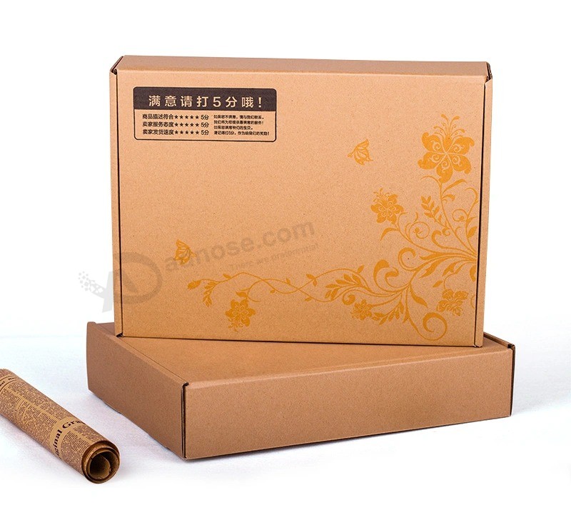 Supplier custom Small printing Logo brown Corrugated kraft Cardboard packaging Express carton Mailer shipping Paper Box for shirt Clothing