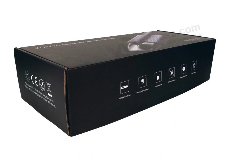 Нестандартный размер Печать логотипа Утолщение черного цвета Гофрированная упаковка для пылесоса Доставка из картона Картонная коробка для доставки с логотипом