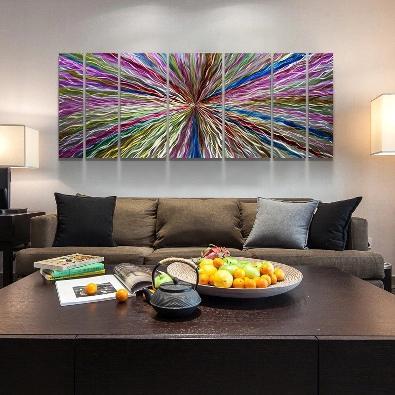 Kleurrijk 3D abstract Metaal Olieverfschilderij Modern interieur Wanddecoratie 100% handgemaakt