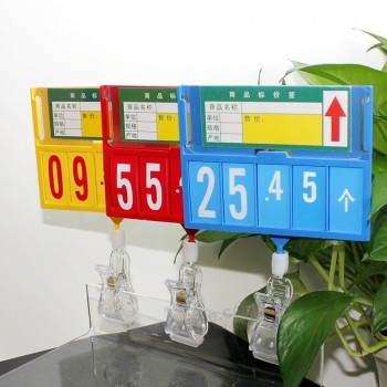 placa de quadro de sinal de preço de plástico com clipes para frutos do mar de supermercado