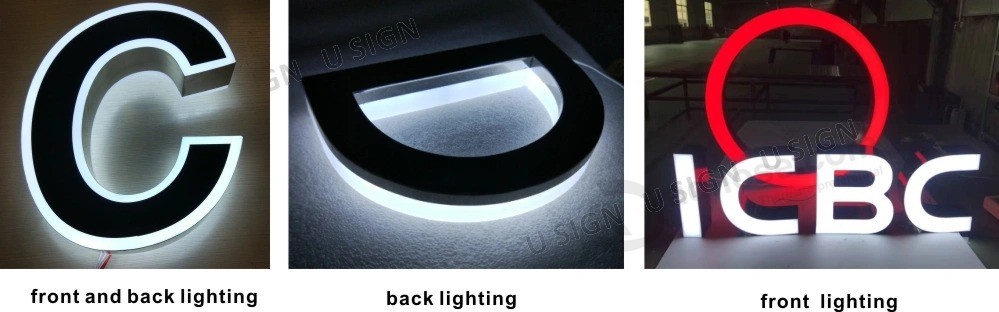 Tablero plástico de la muestra de la luz LED de encargo del logotipo de doble cara al aire libre