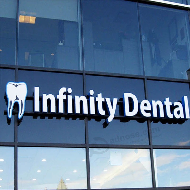 Tablero de la muestra de la letra del canal del letrero de acrílico de la publicidad del nombre del dentista
