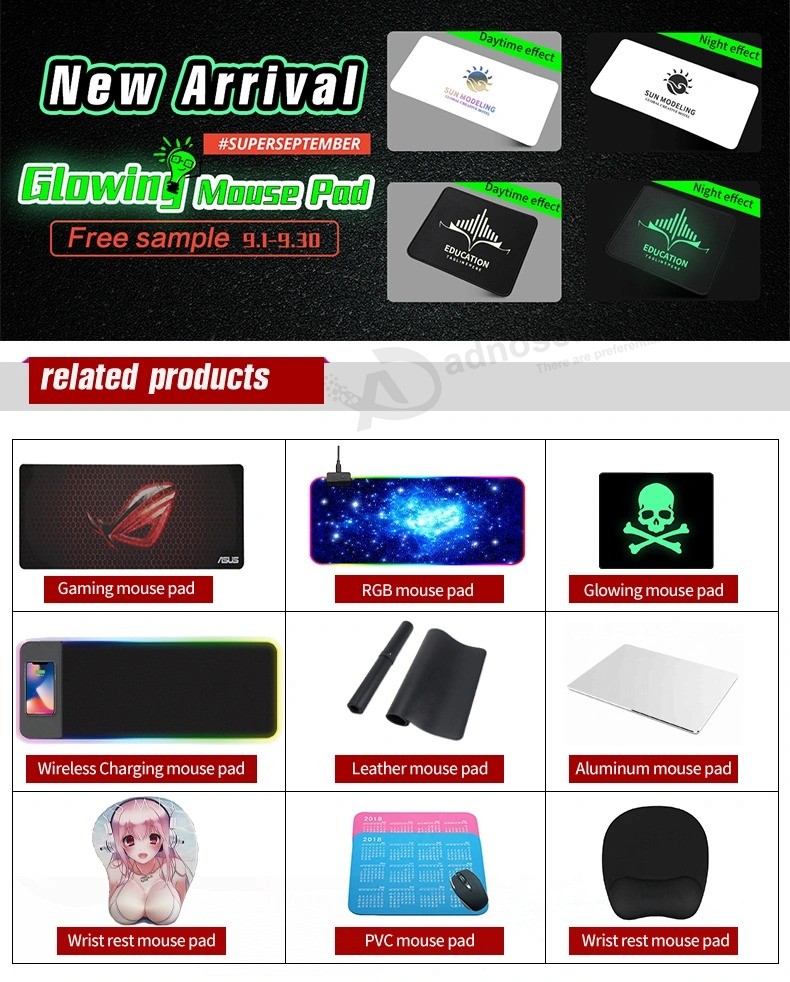 Grande impressão de logotipos personalizados Mousepad de borracha Presente promocional Tapete de mouse para jogos Mapa do mundo Tapete de mesa LED RGB Mouse Pad Acessórios
